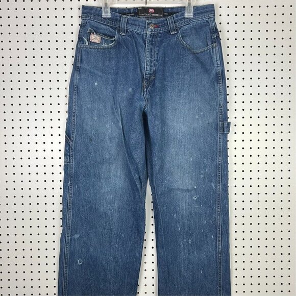 Ecko Unltd Y2K Wide Leg Jeans 34x32 Carpenter Work Wear‎ Streetwear Skate Baggy - Picture 4 of 7